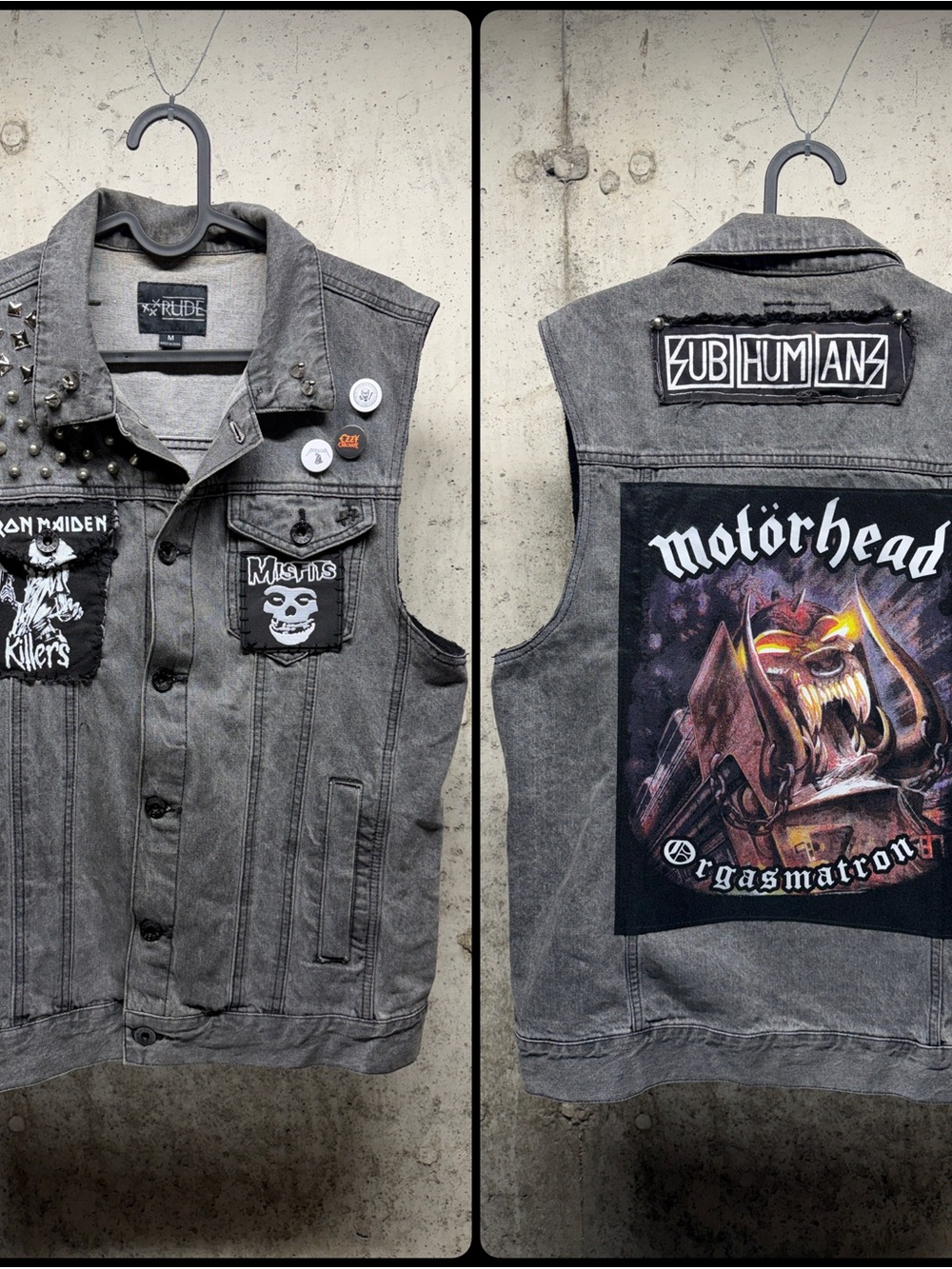 Custom studded metal battle vest. Motorhead, Iron Maiden, Misfits